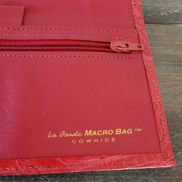 La Grande Red Tooled Leather Macro Bag - Picture 3 of 6